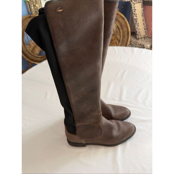 Lacoste Rosemont Tall Brown Leather Riding Boots Size 8